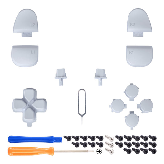 eXtremeRate Replacement Full Set Buttons Compatible with PS5 Controller BDM-030/040/050 - Original White