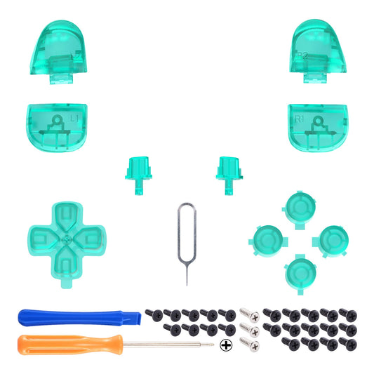 eXtremeRate Replacement Full Set Buttons Compatible with PS5 Controller BDM-030/040/050 - Emerald Green eXtremeRate