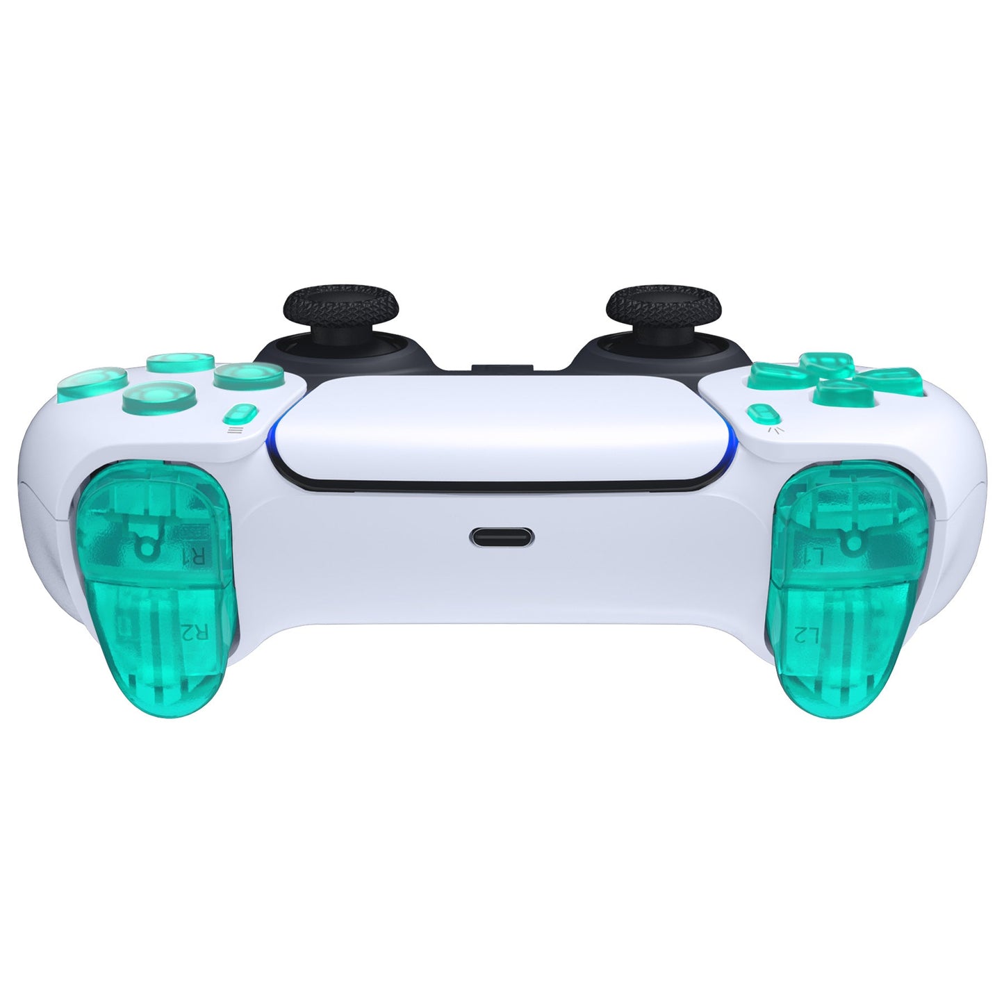 eXtremeRate Replacement Full Set Buttons Compatible with PS5 Controller BDM-030/040/050 - Emerald Green eXtremeRate