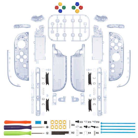 eXtremeRate DIY Replacement Full Set Shell Case with Buttons for Joycon 2 of Nintendo Switch 2 - Deluxe Version - Clear Glacier Blue
