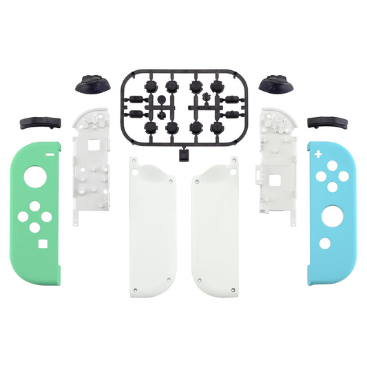 eXtremeRate Replacement Full Set Shell Case with Buttons for Joycon of NS Switch - Mint Green & Heaven Blue