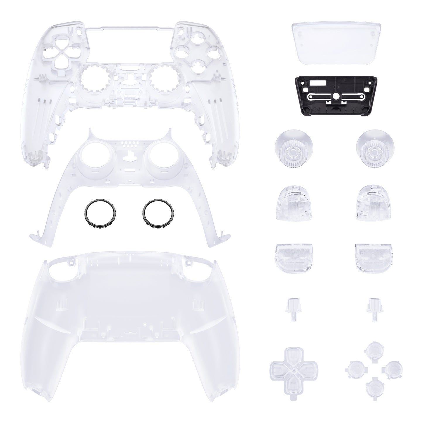 eXtremeRate Replacement Full Set Shells with Buttons Compatible with PS5 Controller BDM-010/020 - Clear