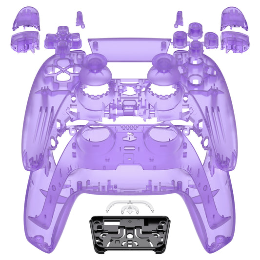 eXtremeRate Replacement Full Set Shells with Buttons Compatible with PS5 Controller BDM-030/040/050 - Clear Atomic Purple
