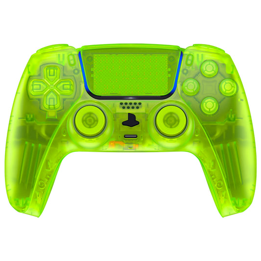 eXtremeRate Replacement Full Set Shells with Buttons Compatible with PS5 Controller BDM-030/040/050 - Clear Lime Green