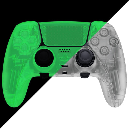 eXtremeRate Replacement Full Set Shells with Buttons Compatible with PS5 Edge Controller - Glow in Dark - Green