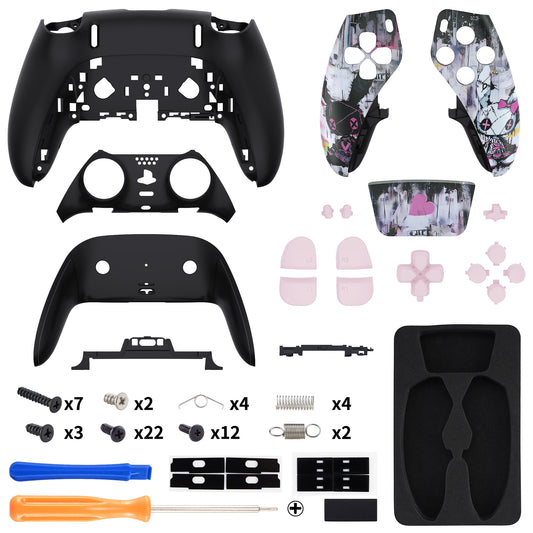 eXtremeRate Replacement Full Set Shells with Buttons Compatible with PS5 Edge Controller - Lovely Punky Bunny