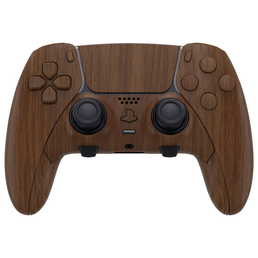 eXtremeRate Replacement Full Set Shells with Buttons Compatible with PS5 Edge Controller - Wood Grain