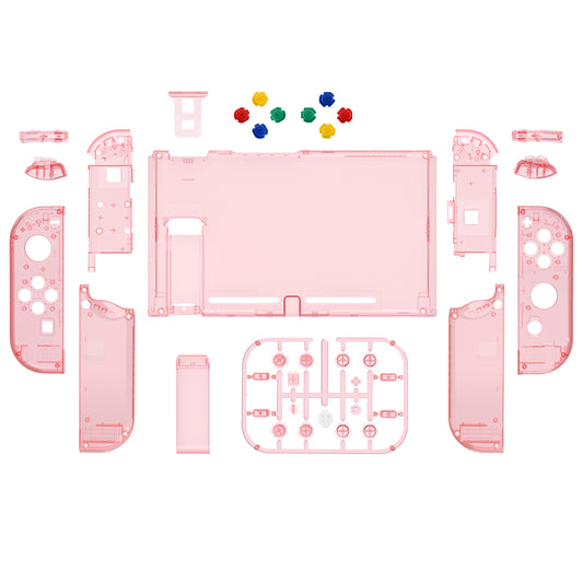 eXtremeRate Replacement Full Set Shells with Buttons for Nintendo Switch - Crystal Cherry Pink