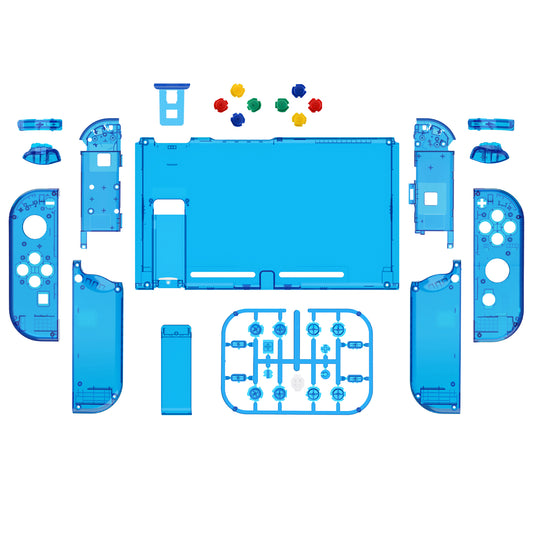 eXtremeRate Replacement Full Set Shells with Buttons for Nintendo Switch - Crystal Clear Blue eXtremeRate