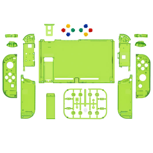 eXtremeRate Replacement Full Set Shells with Buttons for Nintendo Switch - Crystal Clear Green