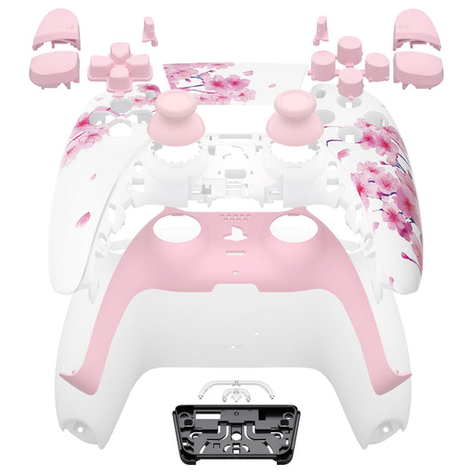 eXtremeRate Replacement Full Set Shells with Buttons Compatible with PS5 Controller BDM-030/040/050 - Cherry Blossom Whisper eXtremeRate
