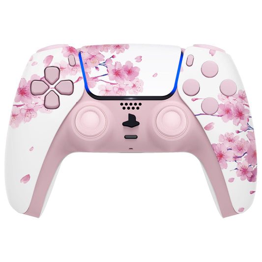 eXtremeRate Replacement Full Set Shells with Buttons Compatible with PS5 Controller BDM-030/040/050 - Cherry Blossom Whisper eXtremeRate