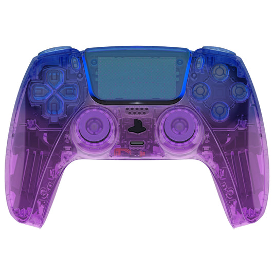 eXtremeRate Replacement Full Set Shells with Buttons Compatible with PS5 Controller BDM-030/040/050 - Gradient Translucent Bluebell