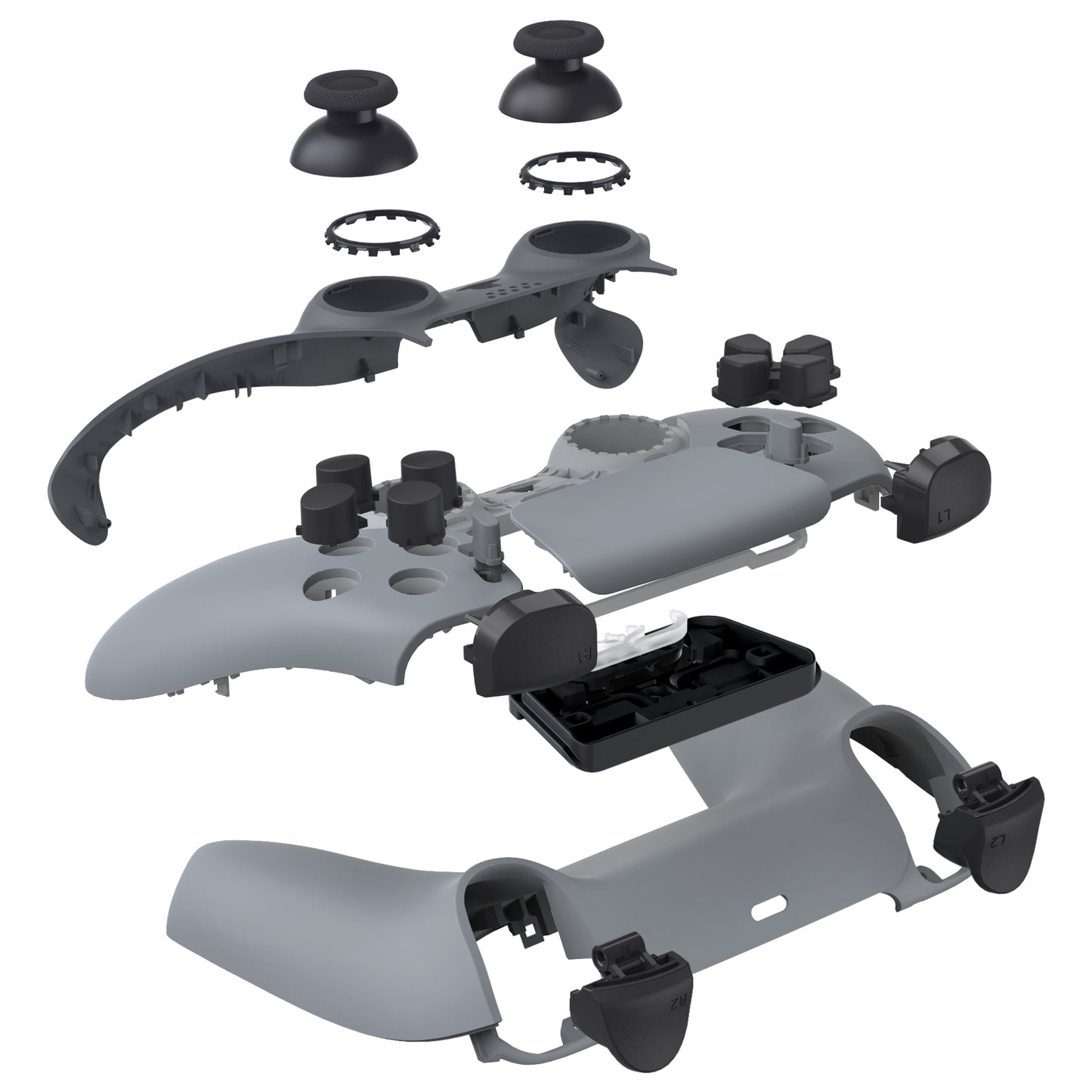 eXtremeRate Replacement Full Set Shells with Buttons Compatible with PS5 Controller BDM-030/040/050 - New Hope Gray