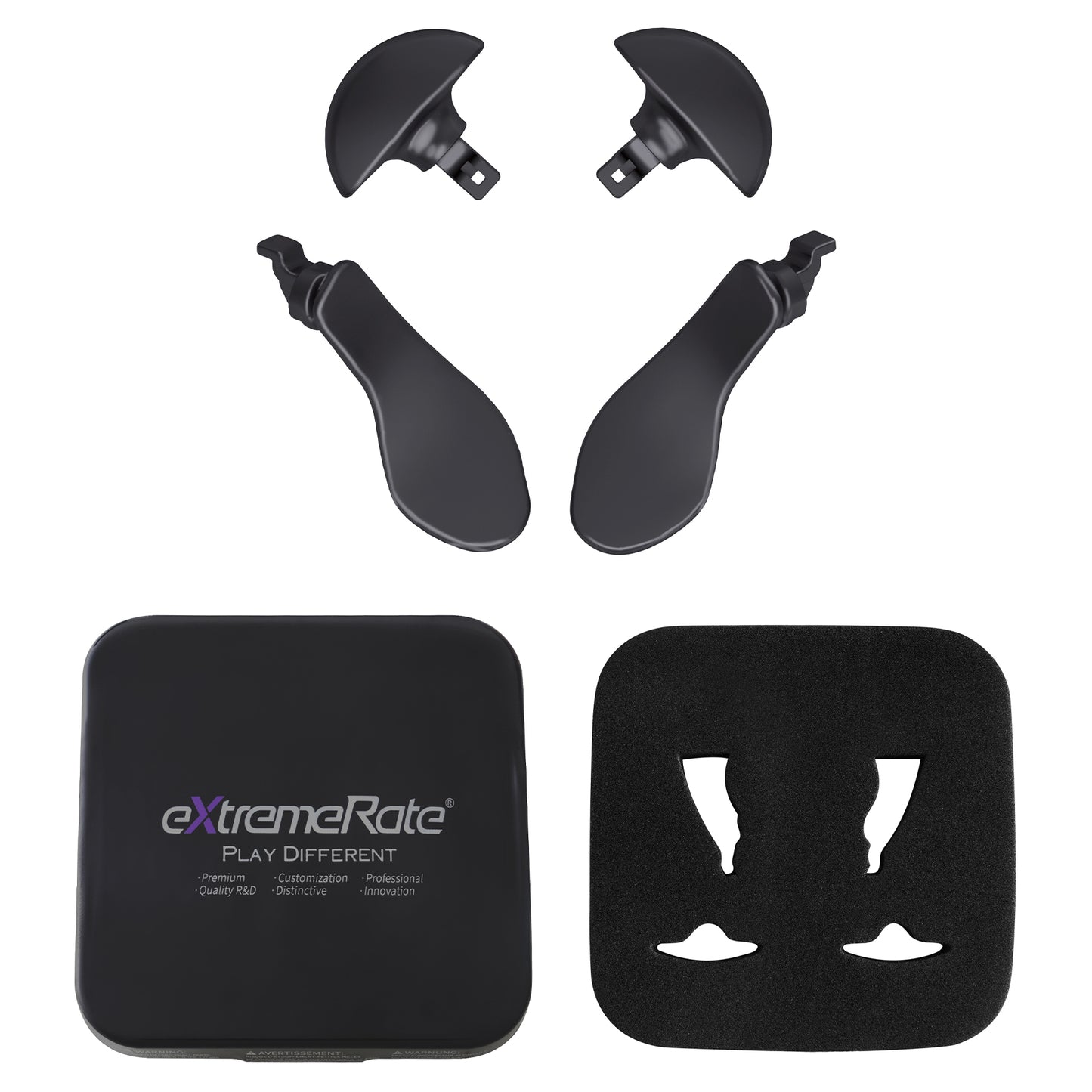 eXtremeRate Replacement Interchangeable 4PCS Metal Back Paddles for PS5 Edge Controller - Metallic Black