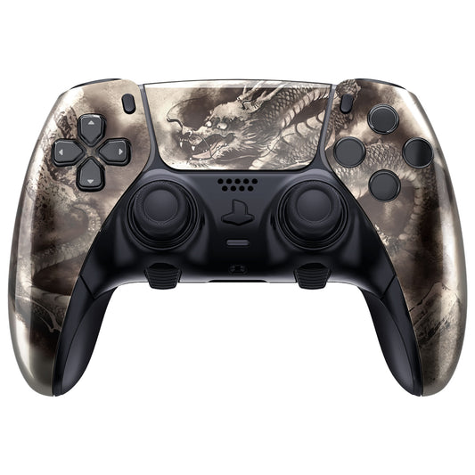 eXtremeRate Replacement Left Right Front Housing Shell with Touchpad Compatible with PS5 Edge Controller - Dragon Scroll