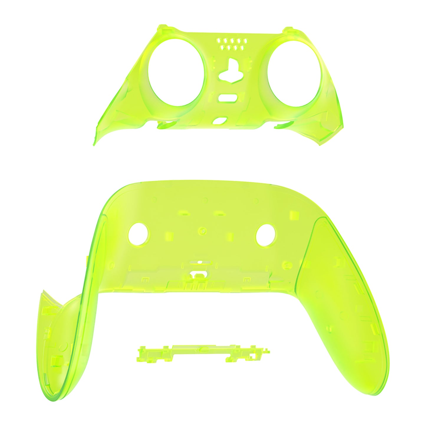 eXtremeRate Replacement Top Bottom Decorative Trim Shell Compatible with PS5 Edge Controller - Clear Lime Green