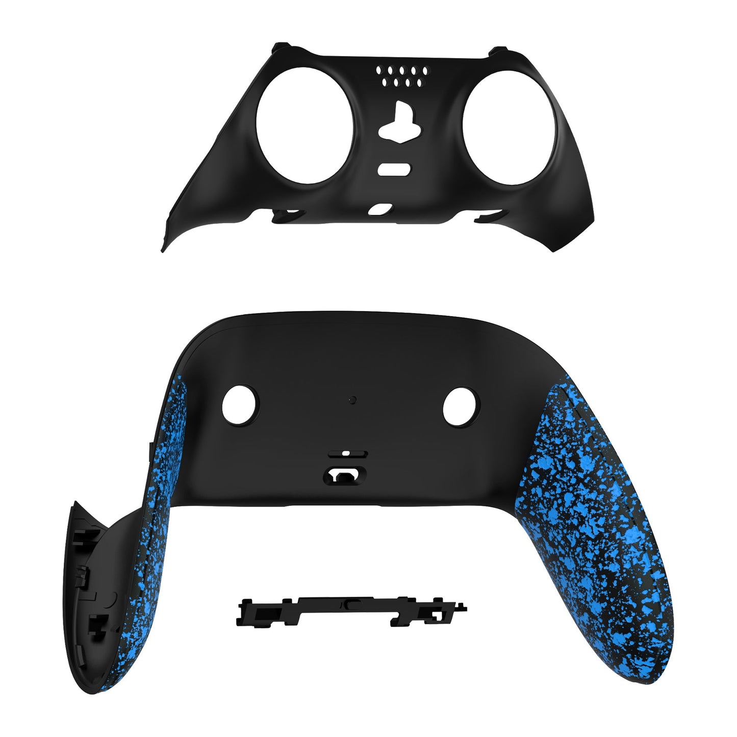 eXtremeRate Replacement Top Bottom Decorative Trim Shell Compatible with PS5 Edge Controller - Textured Blue eXtremeRate