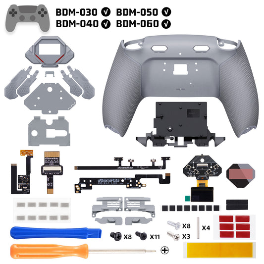 eXtremeRate SPARK Back Paddles Kit with OLED Display & Clicky Trigger Stops & Ergonomic Grips for PS5 Controller BDM-030/040/050/060 - Rubberized Gray & New Hope Gray
