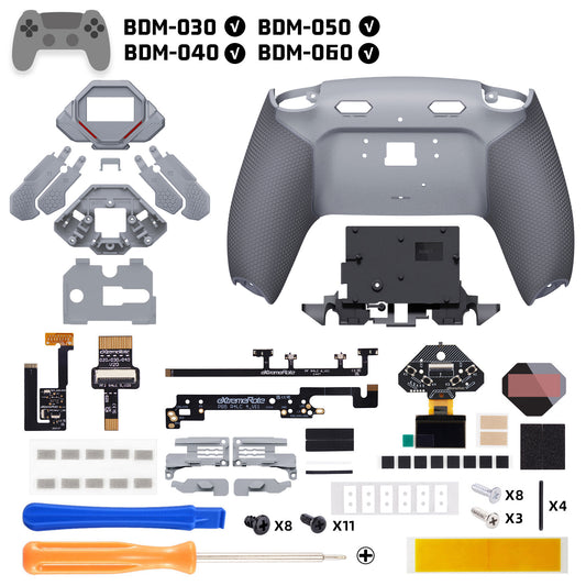 eXtremeRate SPARK Back Paddles Kit with OLED Display & Clicky Trigger Stops & Ergonomic Grips for PS5 Controller BDM-030/040/050/060 - Rubberized New Hope Gray & Classic Gray