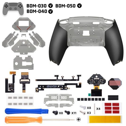 eXtremeRate SPARK Back Paddles Kit with OLED Display & Clicky Trigger Stops & Ergonomic Grips for PS5 Controller BDM-030/040/050 - Rubberized Clear Black