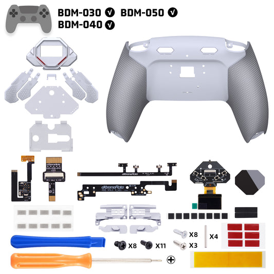 eXtremeRate SPARK Back Paddles Kit with OLED Display & Clicky Trigger Stops & Ergonomic Grips for PS5 Controller BDM-030/040/050 - Rubberized White & Gray