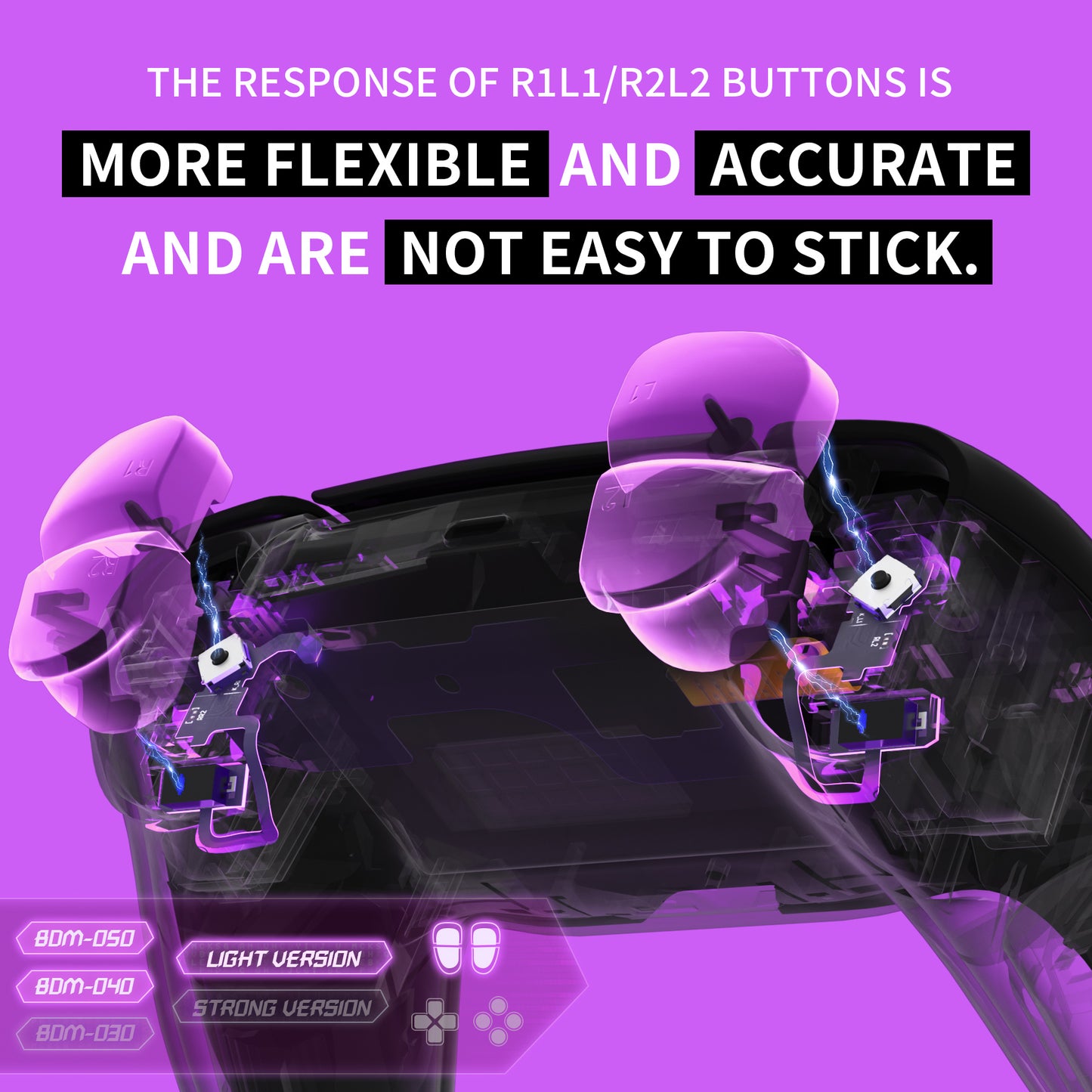 eXtremeRate Shoulder Buttons Micro Switch - Light Version Tactile Clicky Hair Trigger Kit V2 for PS5 Controller BDM-040/050