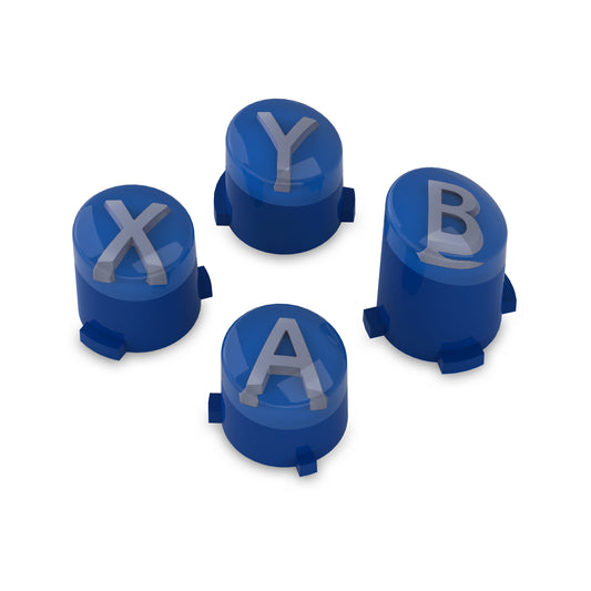eXtremeRate Three-Tone ABXY Action Buttons with Classic Symbols for Xbox Series X/S Controller & Xbox One X/S & Xbox One Elite V1/V2 Controller - Yale Blue & Clear & New Hope Gray