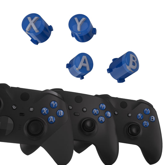 eXtremeRate Three-Tone ABXY Action Buttons with Classic Symbols for Xbox Series X/S Controller & Xbox One X/S & Xbox One Elite V1/V2 Controller - Yale Blue & Clear & New Hope Gray