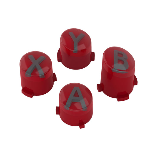 eXtremeRate Three-Tone ABXY Action Buttons with Classic Symbols for Xbox Series X/S Controller & Xbox One X/S & Xbox One Elite V1/V2 Controller - Carmine Red & Clear & Classic Gray