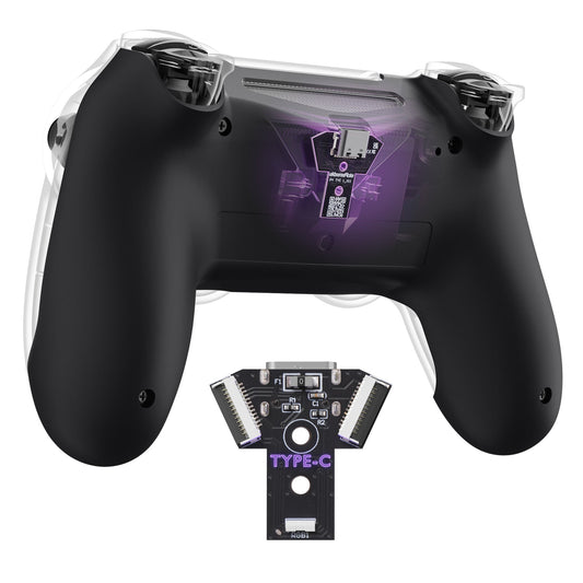 eXtremeRate Type-C Version Replacement Bottom Shell Compatible with PS4 Controller JDM-040/050/055 Models - Black eXtremeRate
