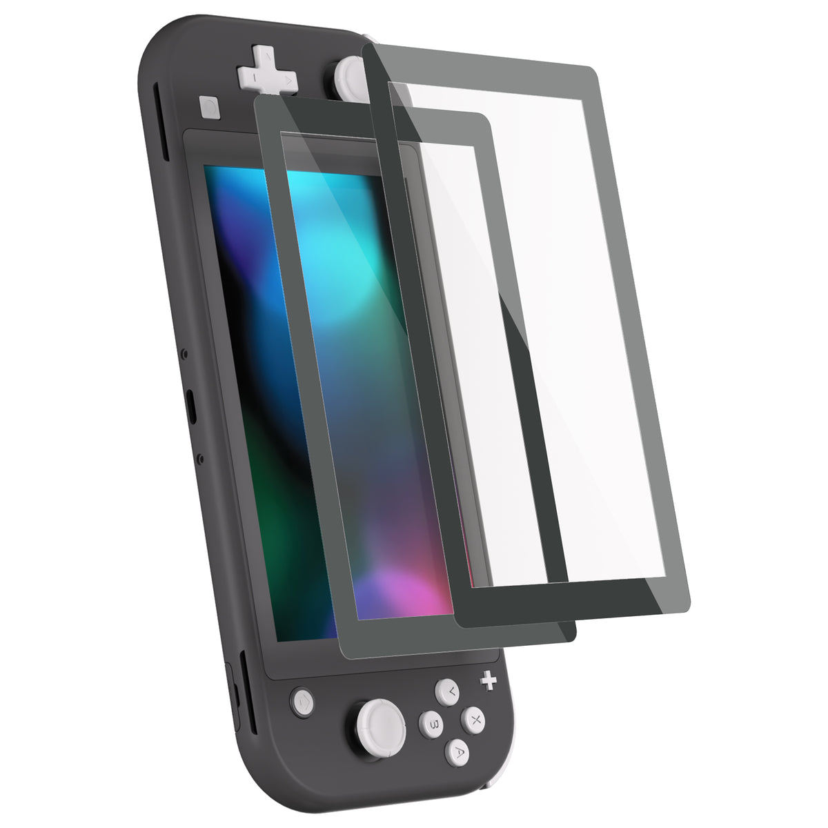 eXtremeRate 2 Pack Anti-Scratch Transparent HD Tempered Glass Screen Protector for Nintendo Switch Lite - Gray Border
