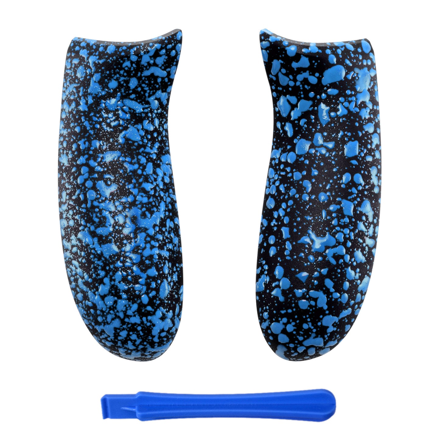 eXtremeRate Replacement Non-Slip Grips Side Rails Handles for Xbox One X & S Controller (Model 1708) - Textured Black Blue