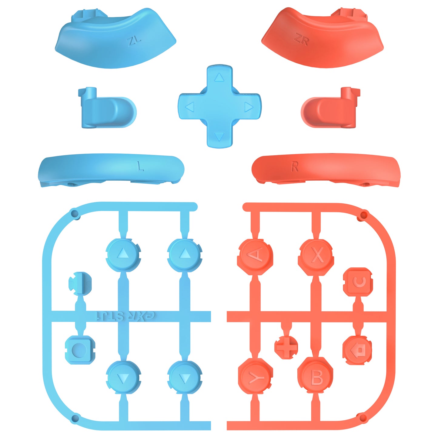 eXtremeRate DIY Replacement Full Set Buttons for Nintendo Switch 2 - Blue & Orange