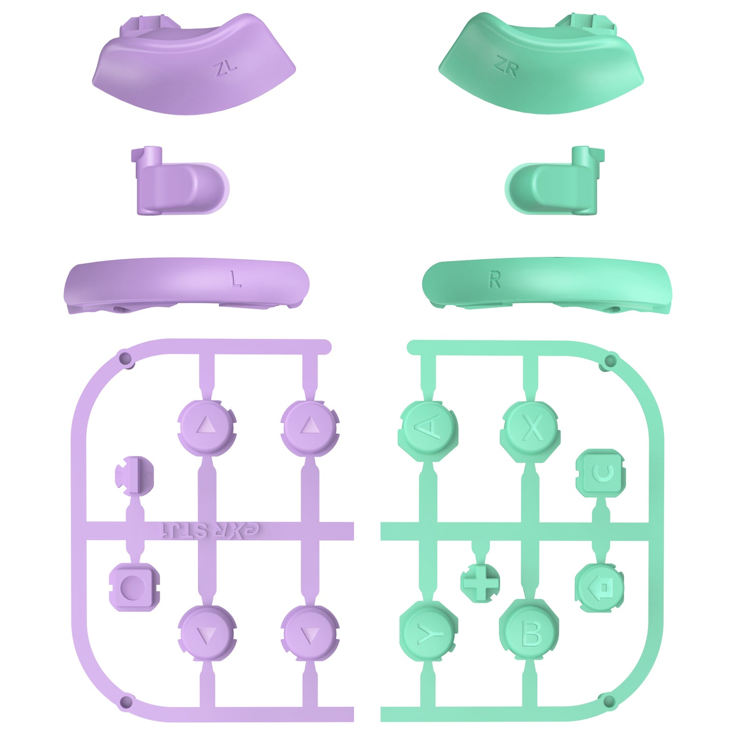 eXtremeRate DIY Replacement Full Set Buttons for Nintendo Switch 2 - Purple & Green