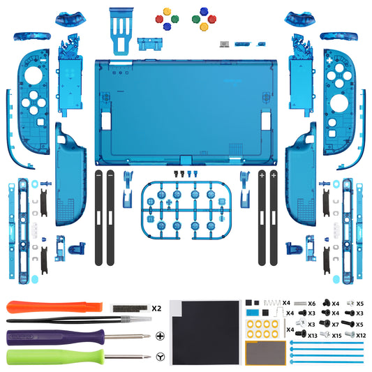 eXtremeRate DIY Replacement Full Set Shells with Buttons for Nintendo Switch 2 - Deluxe Version - Clear Blue