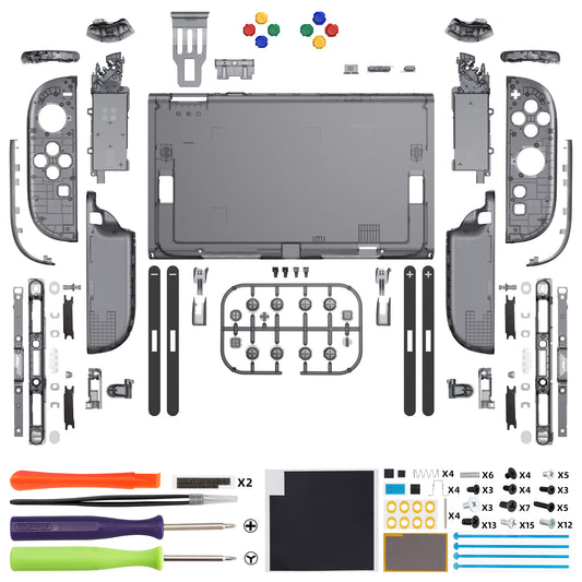 eXtremeRate DIY Replacement Full Set Shells with Buttons for Nintendo Switch 2 - Deluxe Version - Clear Slate Black