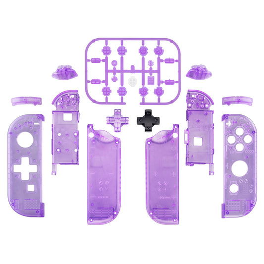 eXtremeRate Dpad Version Replacement Full Set Shell Case with Buttons for Joycon of NS Switch - Clear Atomic Purple