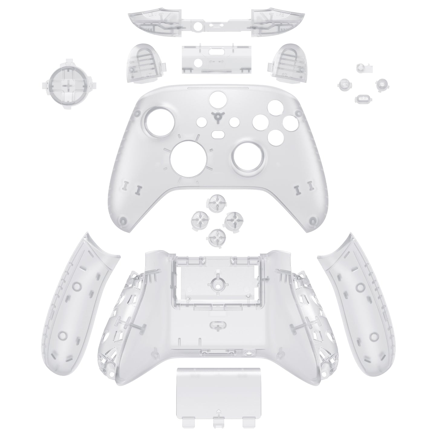 eXtremeRate Full Set Housing Shell Case with Buttons for Xbox Series X & S Controller - Transparent Clear