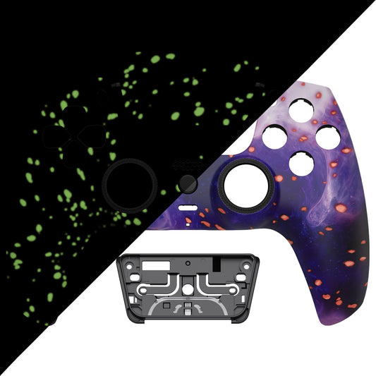 eXtremeRate LUNA Redesigned Replacement Front Shell with Touchpad Compatible with PS5 Controller BDM-010/020/030/040/050 - Glow in Dark - Cosmic Camo