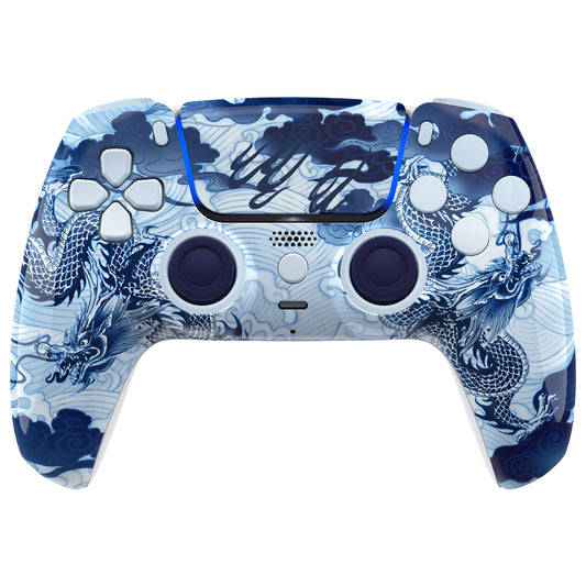 eXtremeRate LUNA Redesigned Replacement Full Set Shells with Buttons Compatible with PS5 Controller BDM-030/040/050 - Porcelain Dragon