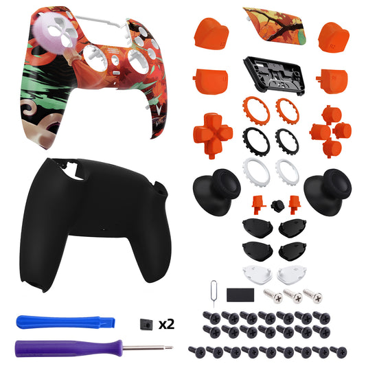eXtremeRate LUNA Redesigned Replacement Full Set Shells with Buttons Compatible with PS5 Controller BDM-030/040/050 - Maple Impact