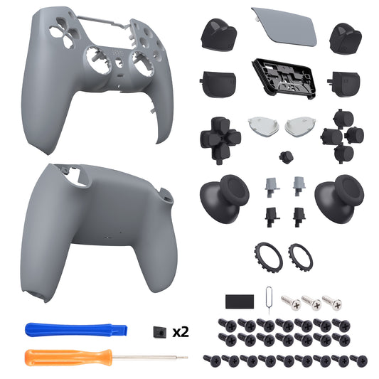 eXtremeRate LUNA Redesigned Replacement Full Set Shells with Buttons Compatible with PS5 Controller BDM-030/040/050 - New Hope Gray