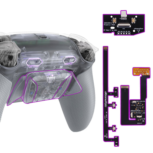 eXtremeRate RISE4 Plus MAX Back Paddles Kit with Clicky Trigger Stops & Rubberized Grip for PS5 Controller BDM-030/040/050 - Clear & Gray