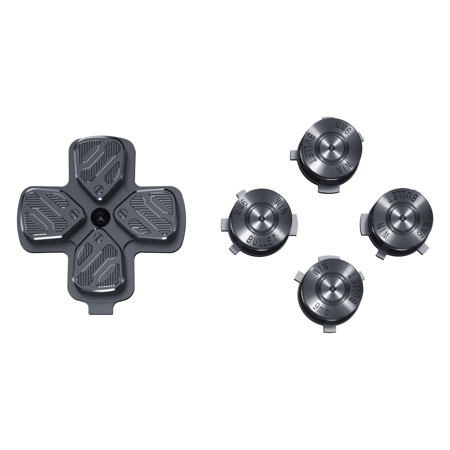 eXtremeRate Replacement Aluminum Metal Dpad ABXY Buttons for PS5 Controller - Black
