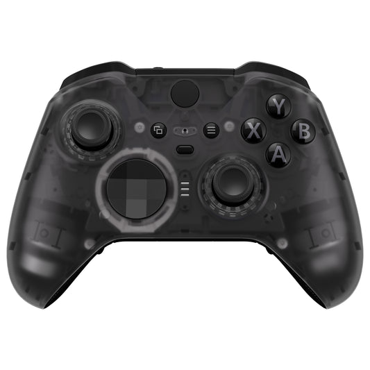 eXtremeRate Replacement Front Housing Shell Case with Accent Rings for Xbox One Elite Series 2 & Elite 2 Core Controller (Model 1797) - Clear Black
