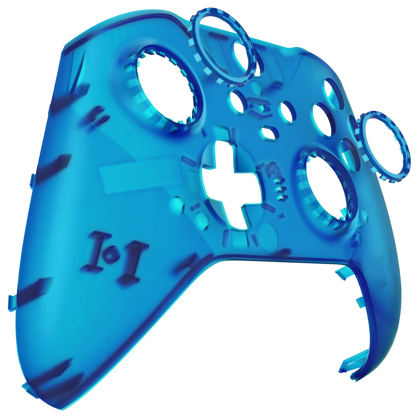 eXtremeRate Replacement Front Housing Shell Case with Accent Rings for Xbox One Elite Series 2 & Elite 2 Core Controller (Model 1797) - Clear Blue
