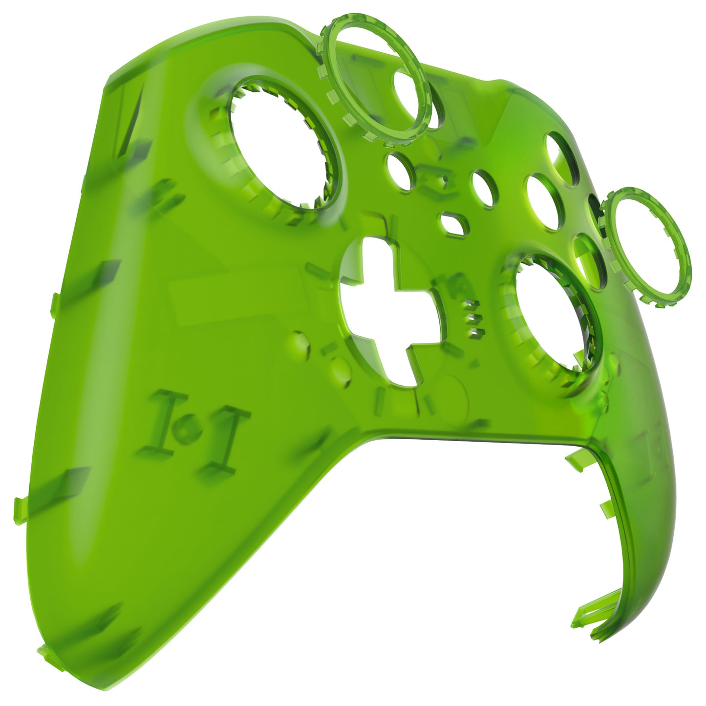 eXtremeRate Replacement Front Housing Shell Case with Accent Rings for Xbox One Elite Series 2 & Elite 2 Core Controller (Model 1797) - Clear Green