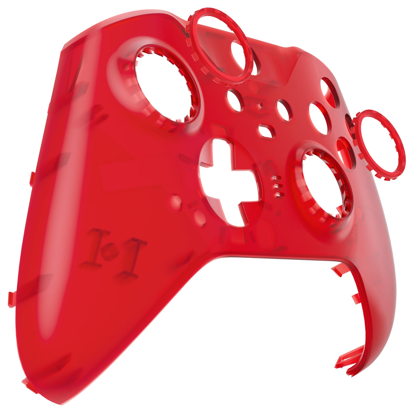 eXtremeRate Replacement Front Housing Shell Case with Accent Rings for Xbox One Elite Series 2 & Elite 2 Core Controller (Model 1797) - Clear Red