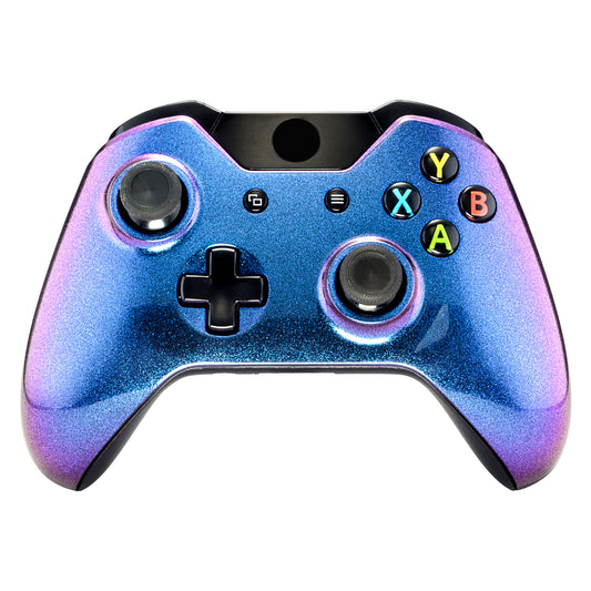eXtremeRate Replacement Front Housing Shell for Xbox One Controller - Chameleon Purple Blue